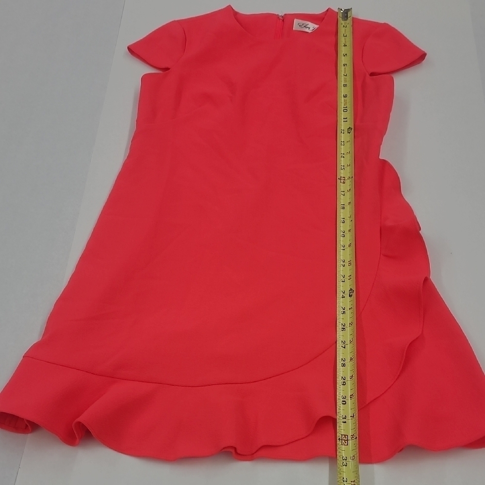 Eliza J. Deep Coral/Pink Ruffle Dress Size 2P - Picture 3 of 9